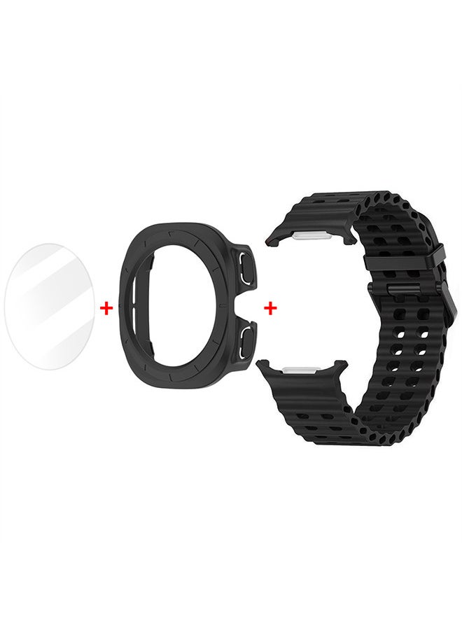 CATANES (for Samsung Galaxy Watch 7 Ultra) 3 Packs Silicone Band, Case and Screen Protector, Soft Ocean Silicone Sport Strap Replacement Accessory  - Image 3