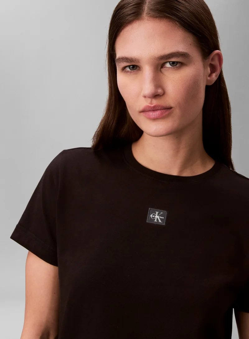 Calvin Klein Jeans Black Monologo Label Crew Neck T-Shirt for Women | Best Price UAE