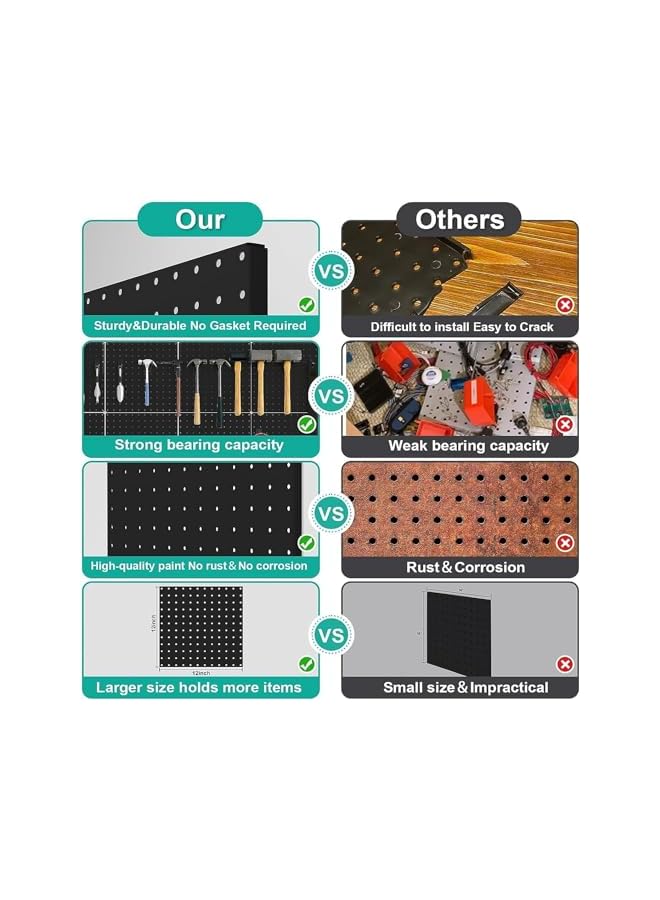 promass Pegboard Wall Mount Display, 4 Pack Pegboard Combination Kit with 18 Accessories, Plastic Display Pegboard Panel Kits Modular Hanging, Wall Organizer PegBoard Organizer for Home, Office - Image 5