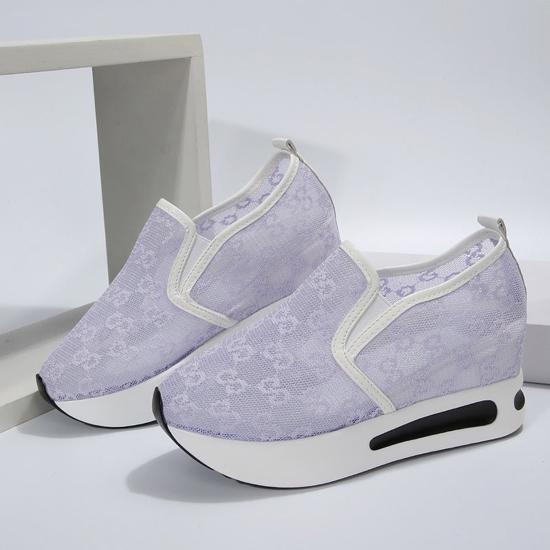Plus Size Mesh Sports Shoes Women'S Embroidered Breathable Lightweight Slip-On Casual Sandals For Women - Image 4