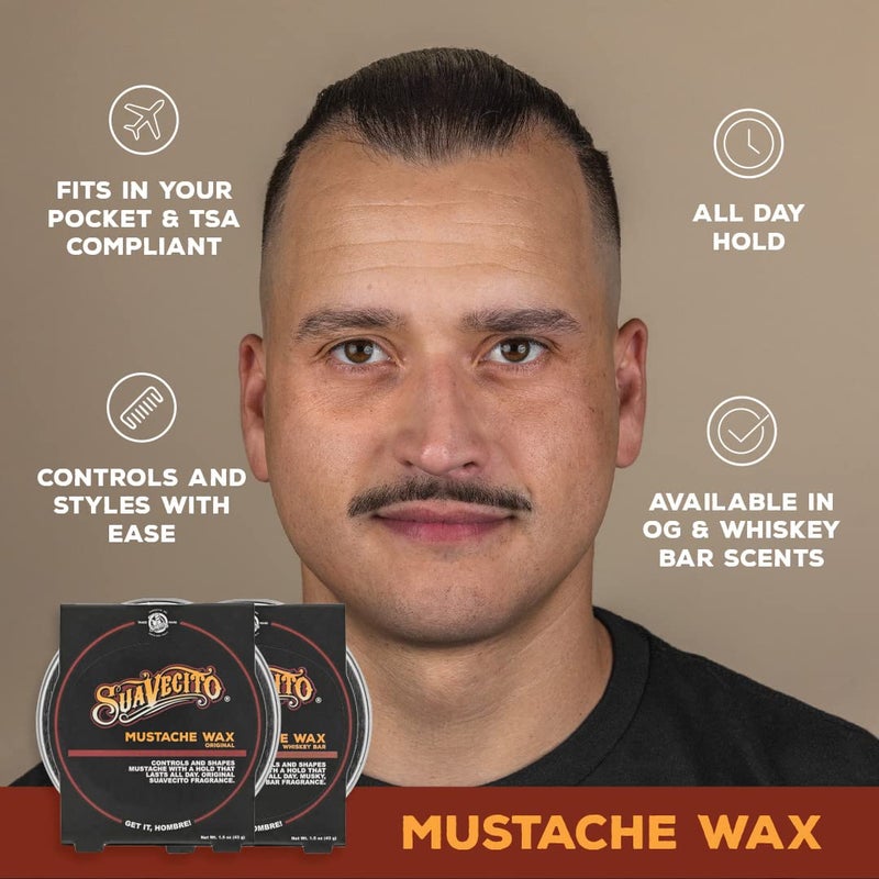 Suavecito Original Scent Mustache Wax 1.5 oz - Control & Style Your Mustache With All Day Hold, Portable Travel Size Tin Can, Moisturize & Style, Facial Grooming With A Masculine Scent - Image 5