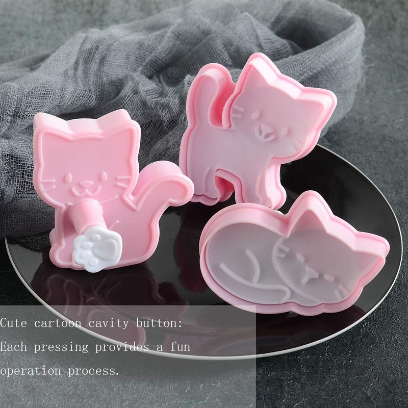 GOODFEER Cookie Cutters Cat Shape  3 pcs Animal Cookie Stamps for Baking  bladeless Baking Molds for Biscuit - Image 4