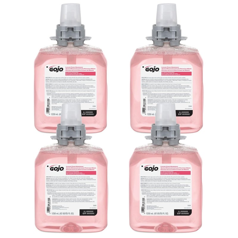 GOJO FMX12 Luxury Foam Handwash Cranberry Scent EcoLogo Certified 1250 mL Foam Soap Refill for GOJO FMX12 PushStyle Dispenser Pack of 4  516104