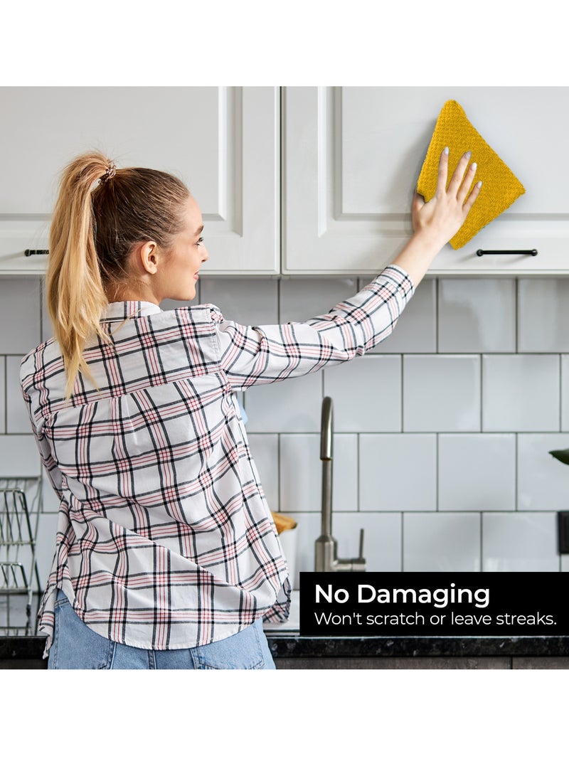 إنفينيتي اكسكلوسيفز مناشف المطبخ الفاخرة من إنفينيتي إكسكلوسيفز - عبوة من 3 قطع، 100% قطن (15 × 25 بوصة) مناشف أطباق ماصة 38 سم × 64 سم - منشفة شاي 425 جرام لكل متر مربع، مناشف أطباق تيري للمطبخ - قماش أطباق أصفر للتنظيف المنزلي - Image 3