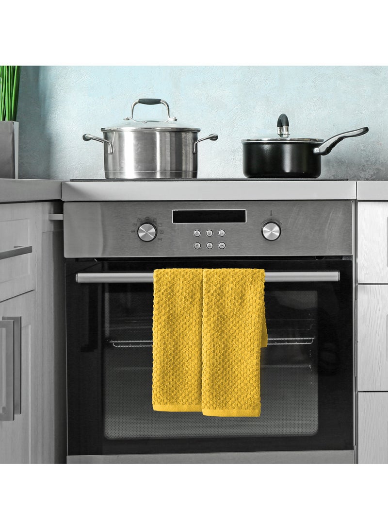 إنفينيتي اكسكلوسيفز مناشف المطبخ الفاخرة من إنفينيتي إكسكلوسيفز - عبوة من 3 قطع، 100% قطن (15 × 25 بوصة) مناشف أطباق ماصة 38 سم × 64 سم - منشفة شاي 425 جرام لكل متر مربع، مناشف أطباق تيري للمطبخ - قماش أطباق أصفر للتنظيف المنزلي - Image 4