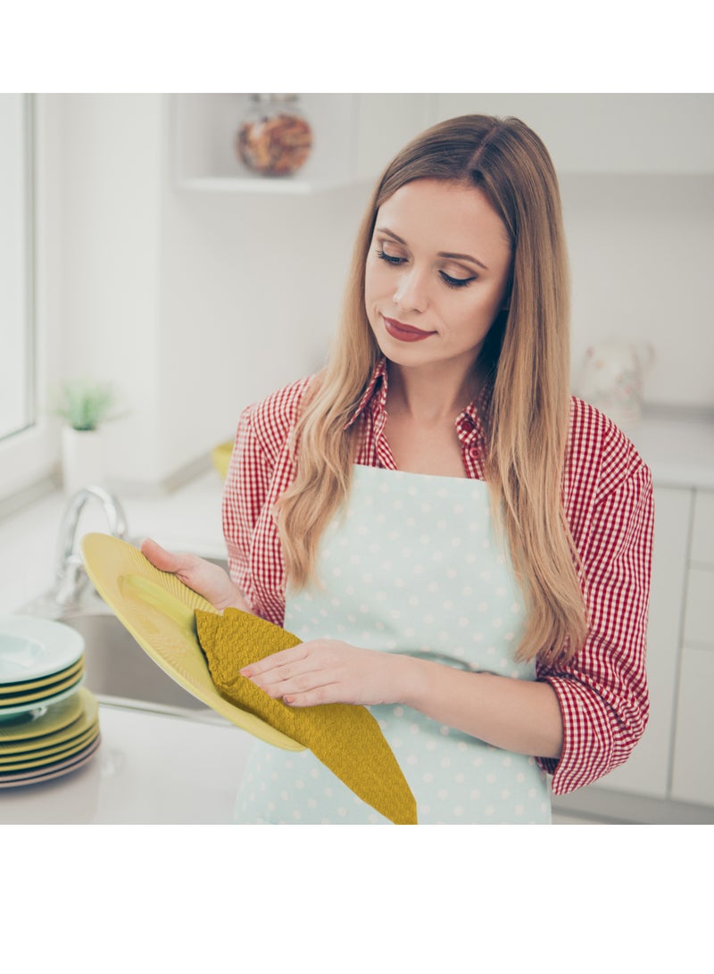 إنفينيتي اكسكلوسيفز مناشف المطبخ الفاخرة من إنفينيتي إكسكلوسيفز - عبوة من 3 قطع، 100% قطن (15 × 25 بوصة) مناشف أطباق ماصة 38 سم × 64 سم - منشفة شاي 425 جرام لكل متر مربع، مناشف أطباق تيري للمطبخ - قماش أطباق أصفر للتنظيف المنزلي - Image 5