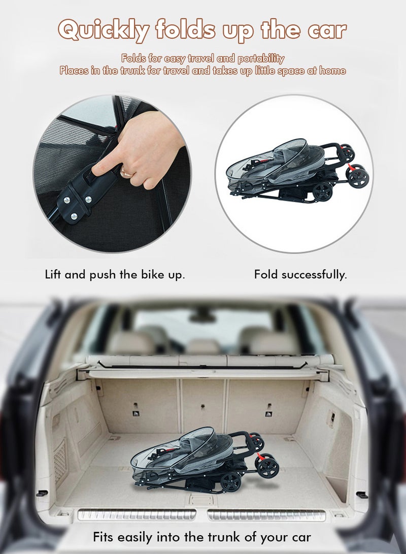 كيدل قابل للطي عربة الحيوانات الأليفة الكلب ناقل الكلب عربة التنفس وشبكة مرئية للقطط أو الكلاب - Image 2