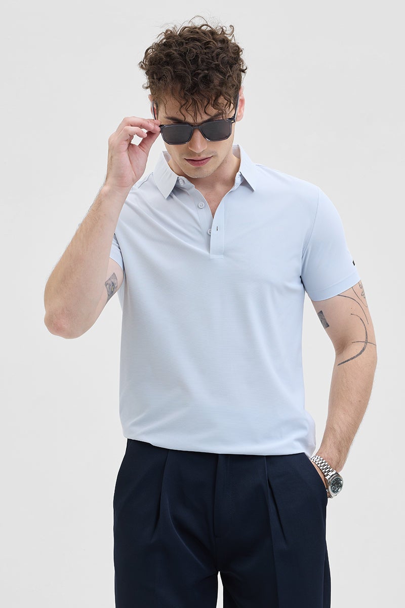 SNITCH Light Blue Technical Stitchless Polo T-Shirt - Image 1