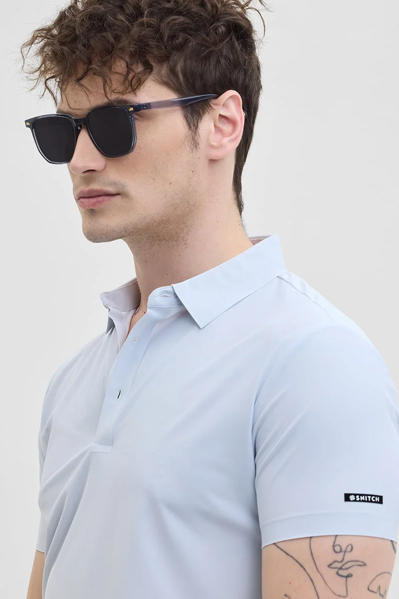 Snitch Blue Light Blue Technical Stitchless Polo T-Shirt for Men | Best Price UAE