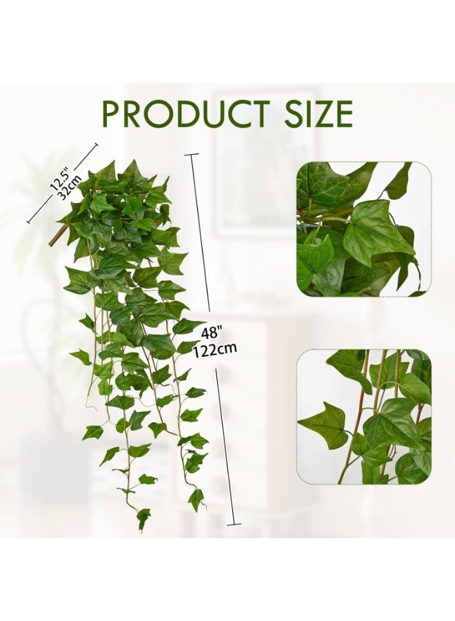 LATIFA Artificial Hanging Plant Ivy, Lifelike Green Vines, 122 cm UV-Resistant - Image 2