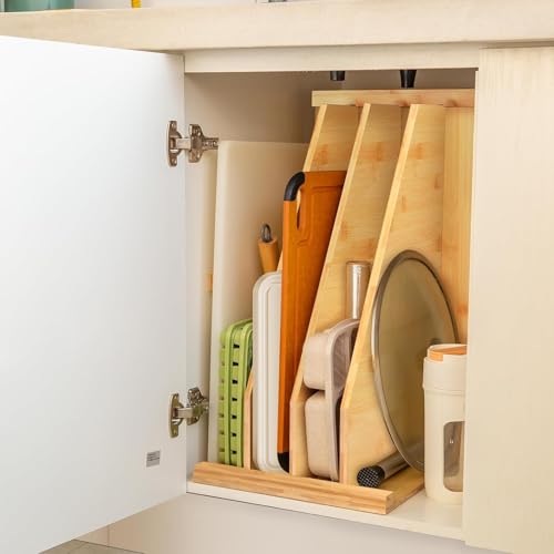 Brvclon Upgraded Tray Dividers for Cabinets,15in Hx22in Dx12in W, Kitchen Cabinet Tray Divider for Pans, Lids, Pot And Pan, Cookie Sheet. with 3 Dividers,Keeping The Kitchen Organized（1） - Image 1