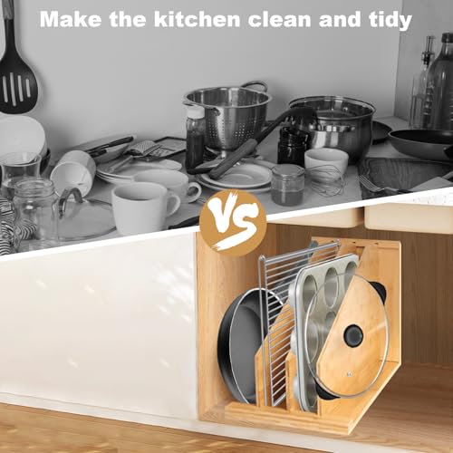 Brvclon Upgraded Tray Dividers for Cabinets,15in Hx22in Dx12in W, Kitchen Cabinet Tray Divider for Pans, Lids, Pot And Pan, Cookie Sheet. with 3 Dividers,Keeping The Kitchen Organized（1） - Image 5