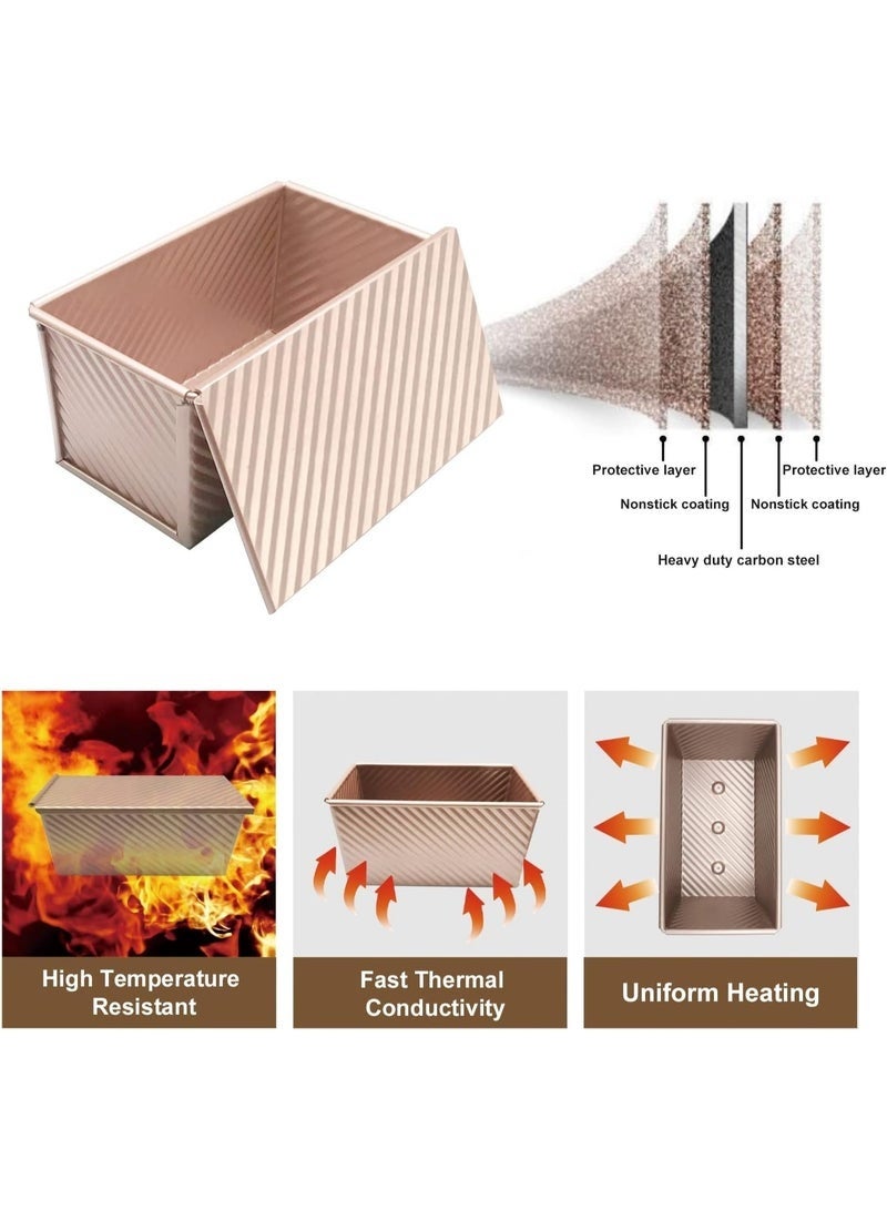 Arabest صينية خبز التوست، صينية خبز من سبائك الألمنيوم مع غطاء لصنع الخبز في المنزل - Image 3