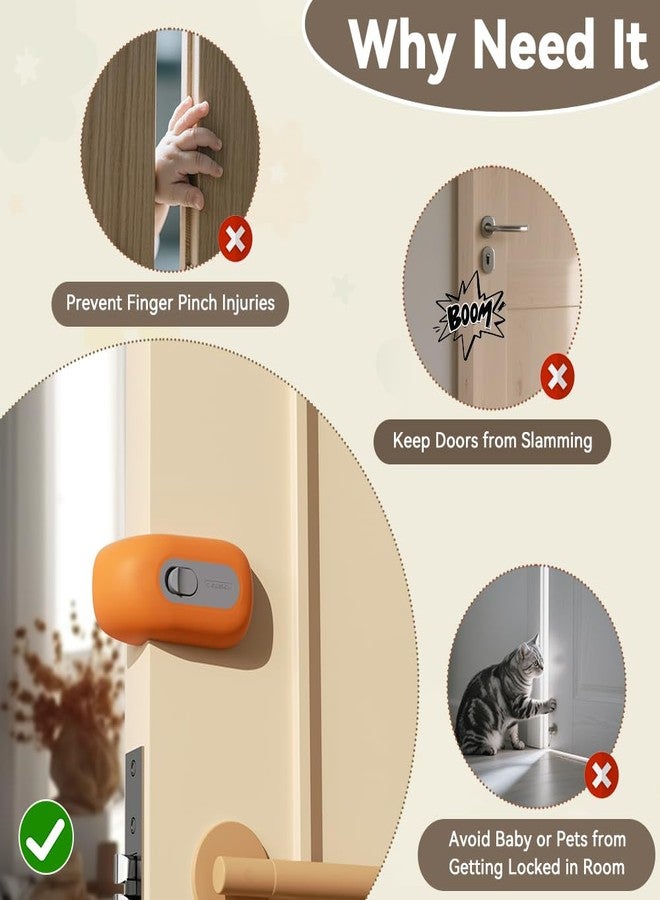 EUDEMON Child Proof Door Finger Pinch Guard, Baby Revolving Door Stopper, Door Latch Door Guard, Easy to Install (1 Pack,Orange) - Image 2