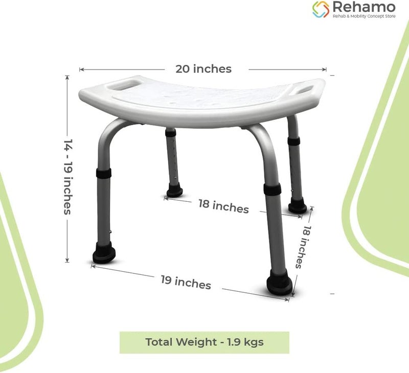 Rehamo Std Shower Chair Stool, Showerie Anti Slip Bathroom Stool For Elderly And Adults, White - Image 3