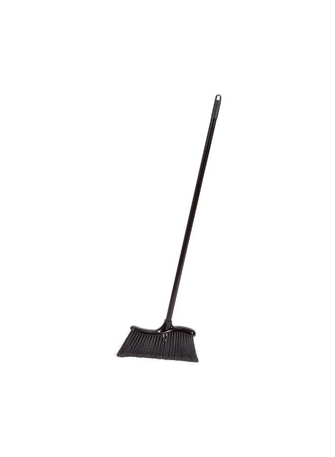 Restaurantware RW Clean 12 x 2 x 39 Inch Angle Broom, 1 With Clip Back Sweeping Broom - Dustpan Sold Separately, Flagged Bristles, Black Plastic Restaurant Broom, Lightweight, Heavy-Duty  - Image 2