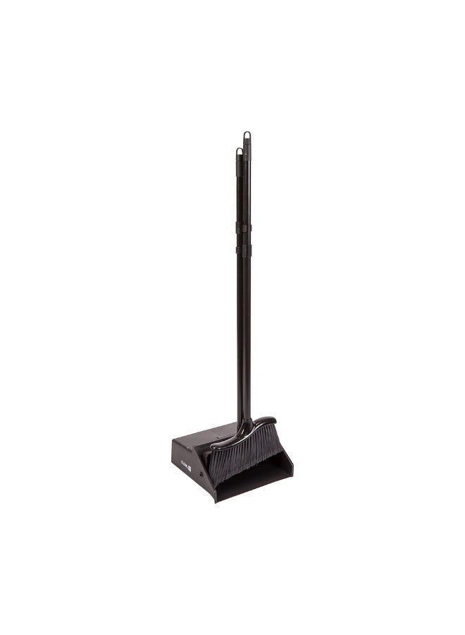 Restaurantware RW Clean 12 x 2 x 39 Inch Angle Broom, 1 With Clip Back Sweeping Broom - Dustpan Sold Separately, Flagged Bristles, Black Plastic Restaurant Broom, Lightweight, Heavy-Duty  - Image 1