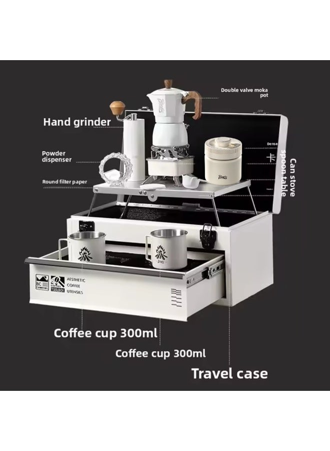 Bincoo 11-Piece Outdoor Coffee Maker Set – Portable Aluminum Espresso Kit with Manual Grinder, Pour Over Brewer & Accessories – Compact All-in-One Travel Coffee Set for Camping, Hiking & Adventure - Image 3