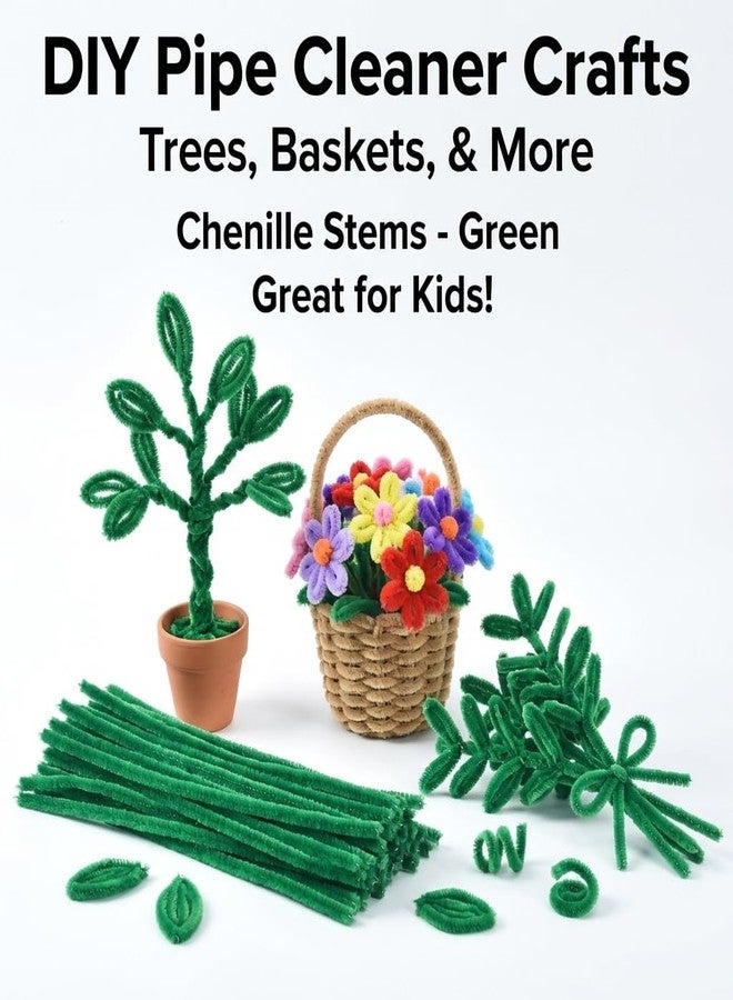 FAVORXTM Dark Green Pipe Cleaners Craft (100 Pieces) Chenille Stems for DIY Art Creative Festival Day Decorations (0.24 x 12 Inch) - Image 4