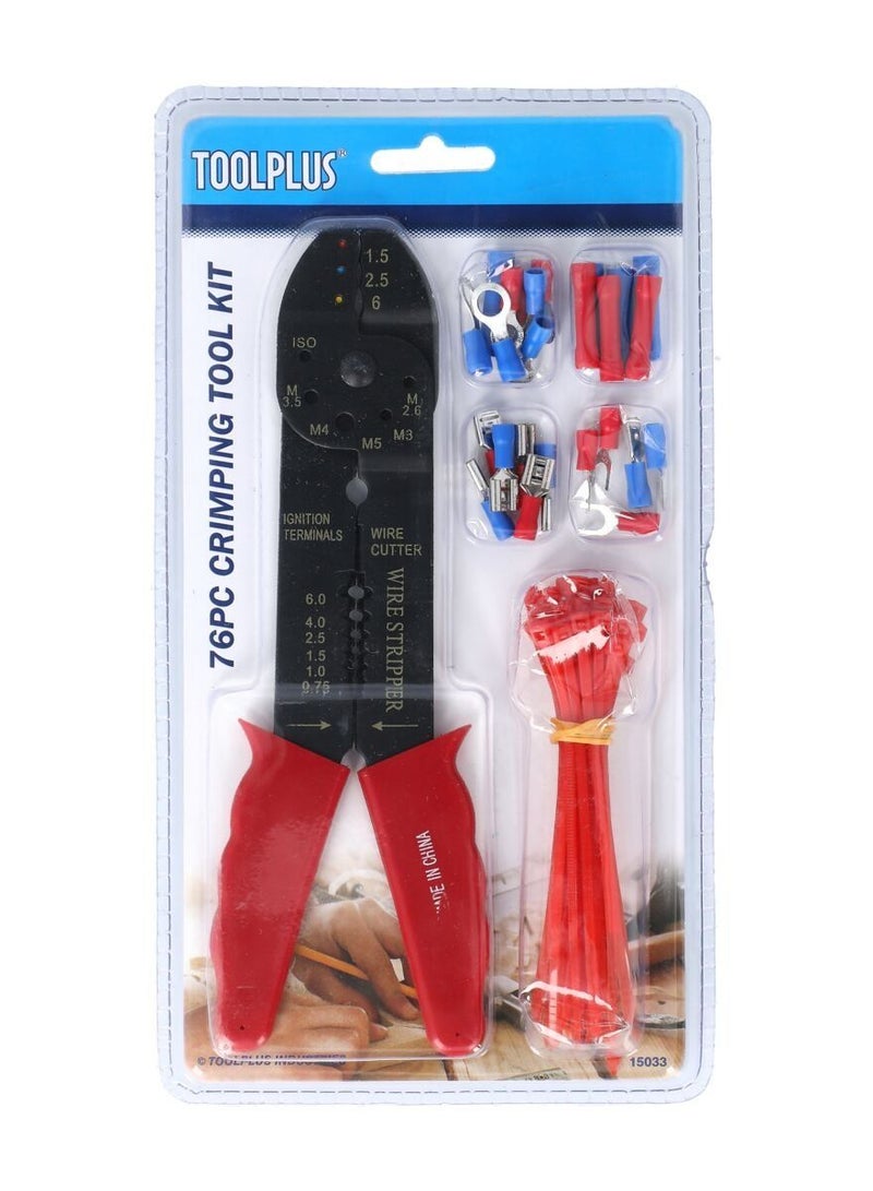 TOOLPLUS 76 Piece Crimping Tool Kit Multicolor