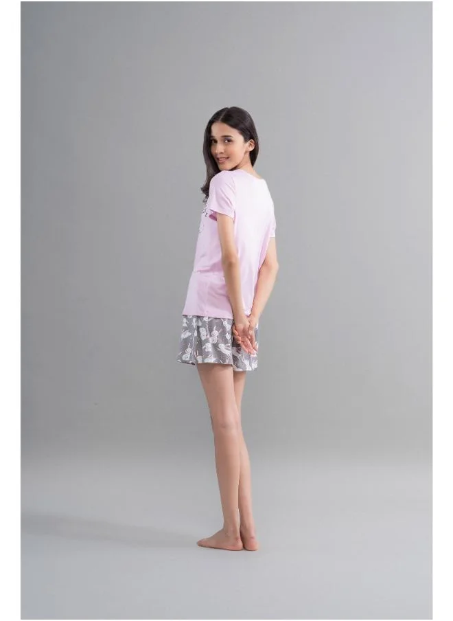 نسيسير Cuddly Bunnies Grey Modal Shorts Set