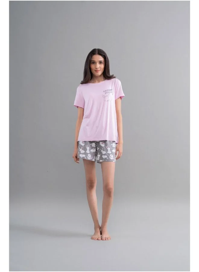 نسيسيرا Cuddly Bunnies Grey Modal Shorts Set