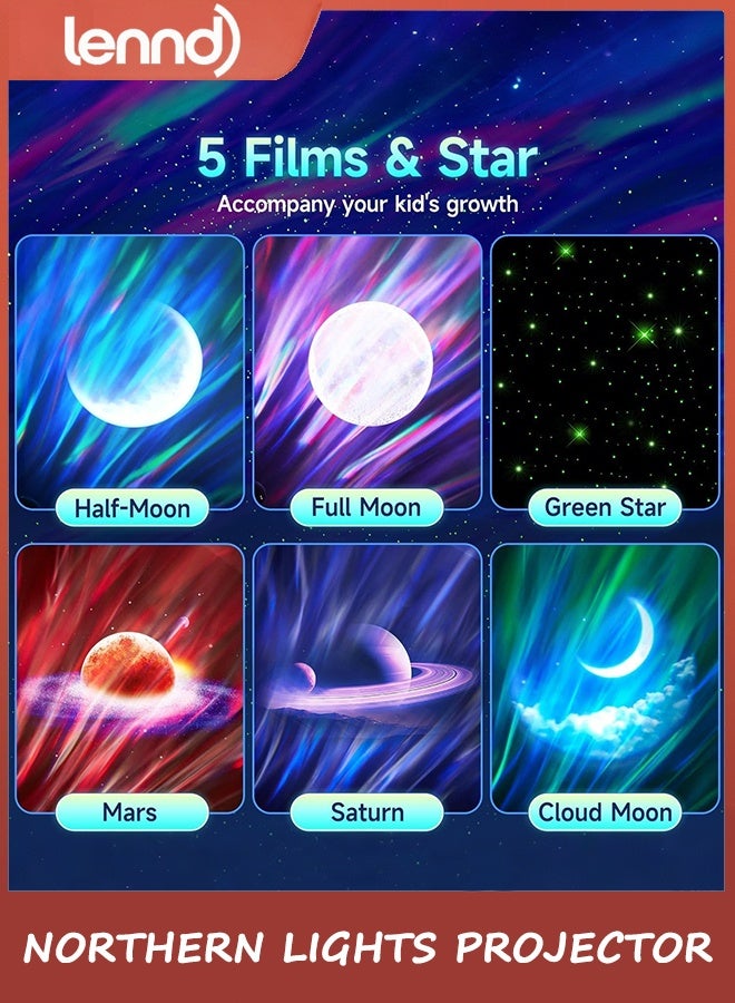 LENND Northern Lights Projector,16Color Galaxy Projector for Bedroom, 15 White Noise Galaxy Light Projector, 5Moon Star Projector, Bluetooth Aurora Light Projector, Remote Timer Star Lights - Image 3