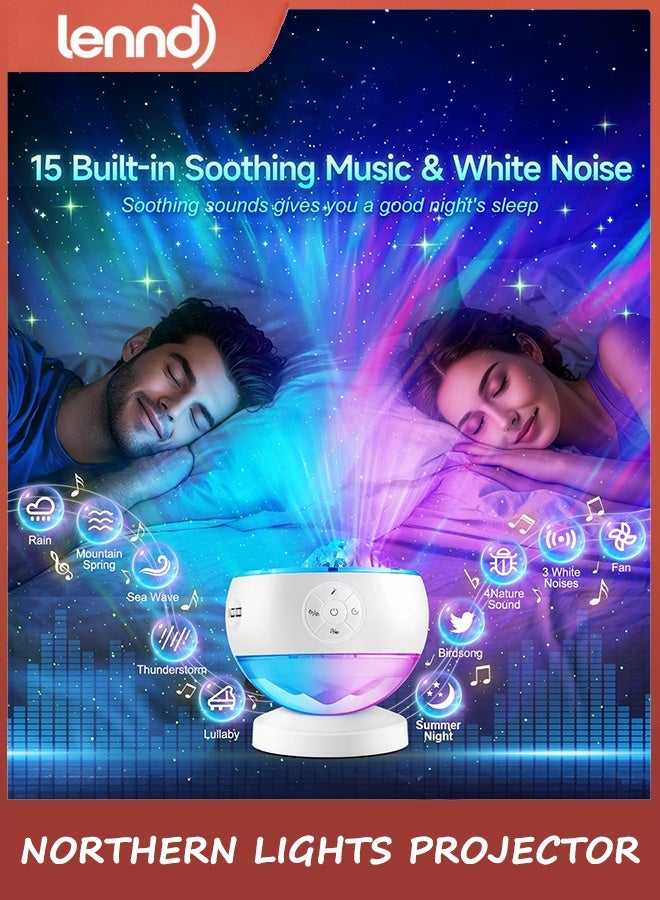 LENND Northern Lights Projector,16Color Galaxy Projector for Bedroom, 15 White Noise Galaxy Light Projector, 5Moon Star Projector, Bluetooth Aurora Light Projector, Remote Timer Star Lights - Image 4