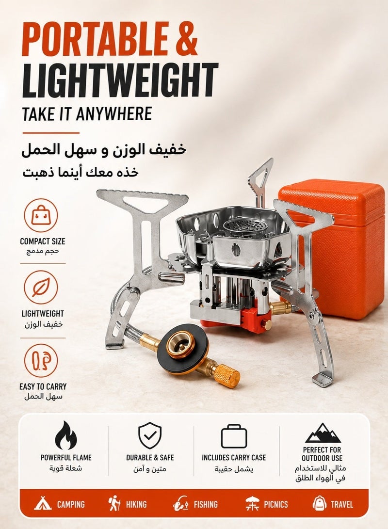 TaqwaMart 9800W Portable Camping Gas Stove with Piezo Ignition, 3-Core Windproof Burner and 1LB Propane Tank Adapter for Outdoor Cooking - Image 5