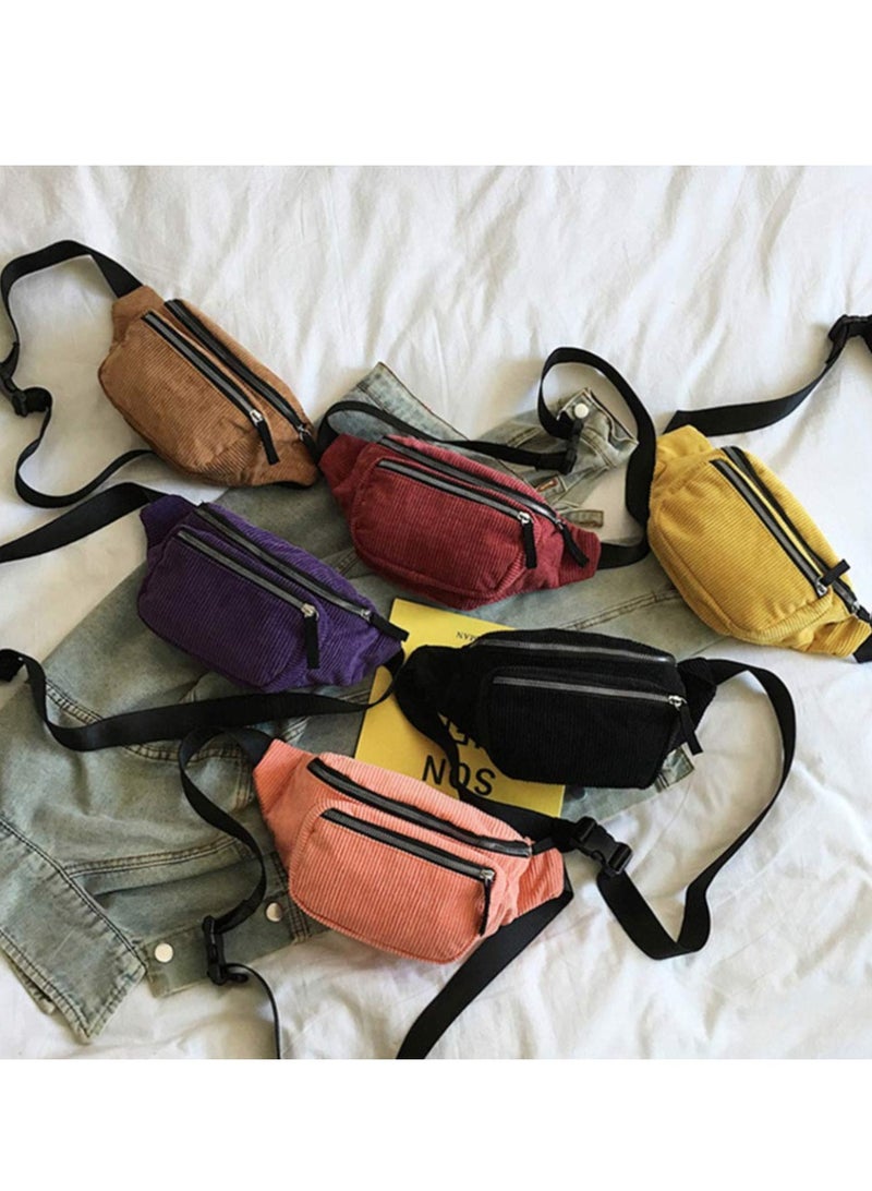 Daytoyz Corduroy Waist Bag Zippered Chest Bag Sling Travel Daypacks for Girl Woman Ladies - Image 4