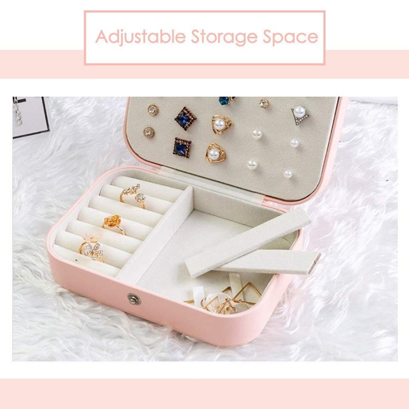 KRUSHNASHRY Jewelry Box Portable Travel Jewelry Box Small TwoLayer Jewelry Organizer Synthetic Leather Jewelry Storage Case for Ring Necklace Earring Pink - Image 5
