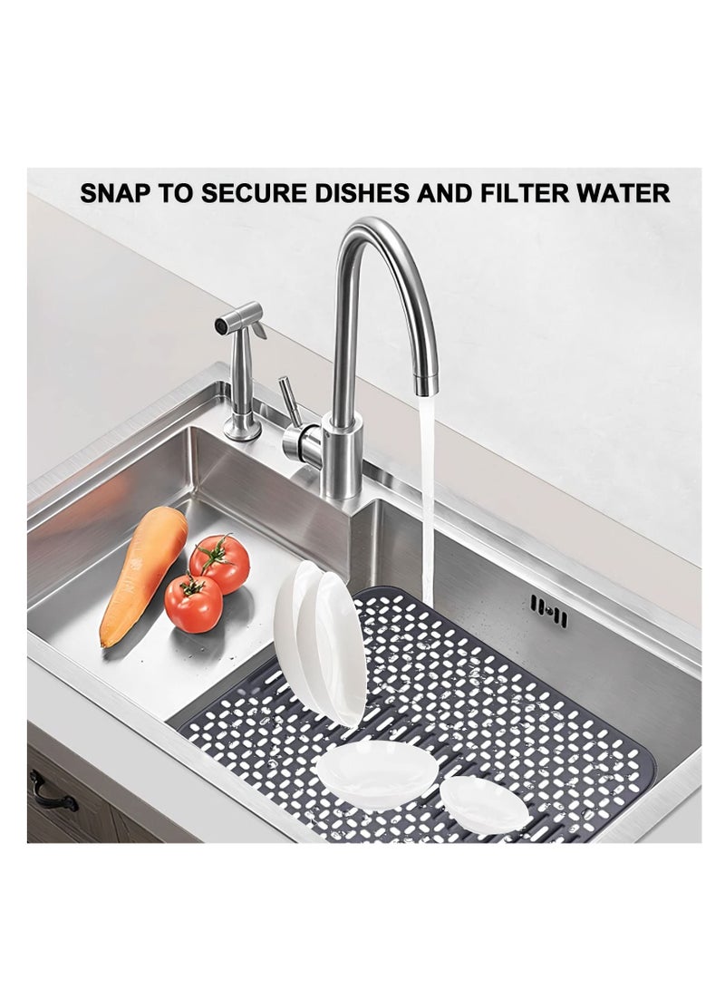 SYOSI Silicone Dish Drying Mat Multifunctional Draining Board Mats with Drain Holes High Purity Silicone Drying Mat Flexible Rubber Dish Draining Mat for Kitchen Counter 43x32cm Grey - Image 5