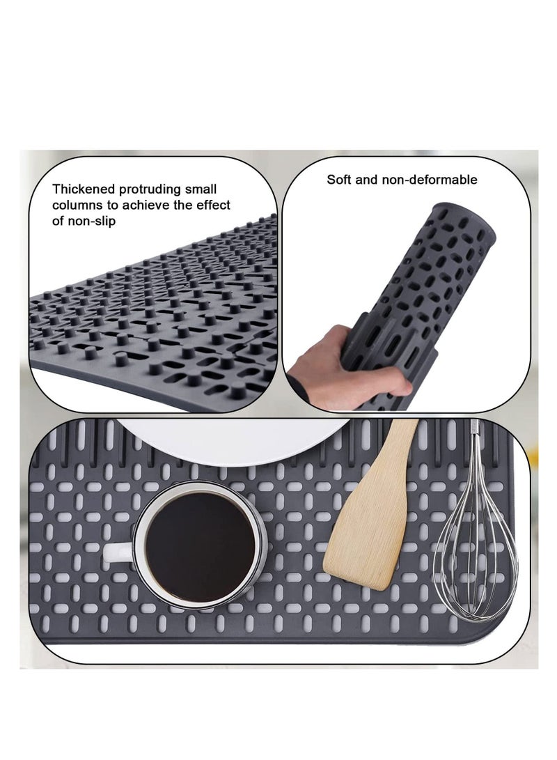 SYOSI Silicone Dish Drying Mat Multifunctional Draining Board Mats with Drain Holes High Purity Silicone Drying Mat Flexible Rubber Dish Draining Mat for Kitchen Counter 43x32cm Grey - Image 3