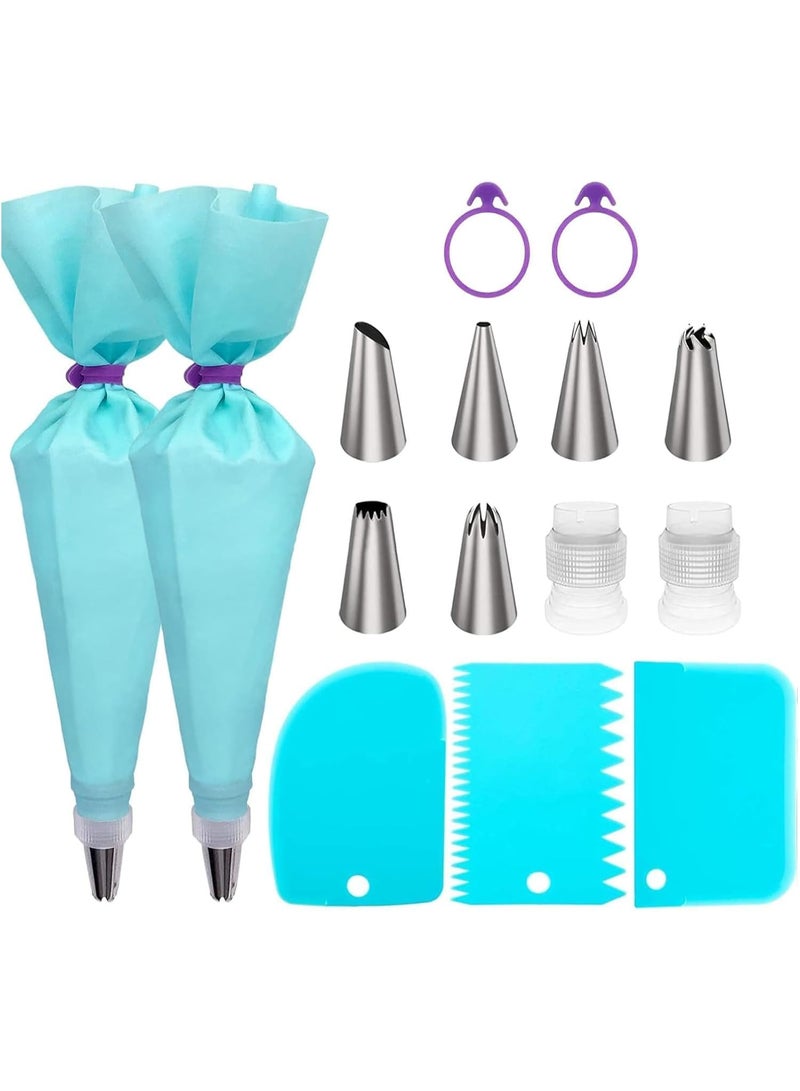 Reusable Piping Bags and Tips Set, Cake Decorating Tools with Icing Pastry Bags, Icing Bags Tips, Couplers and Frosting Bags Ties for Cookie Cupcakes - Image 1