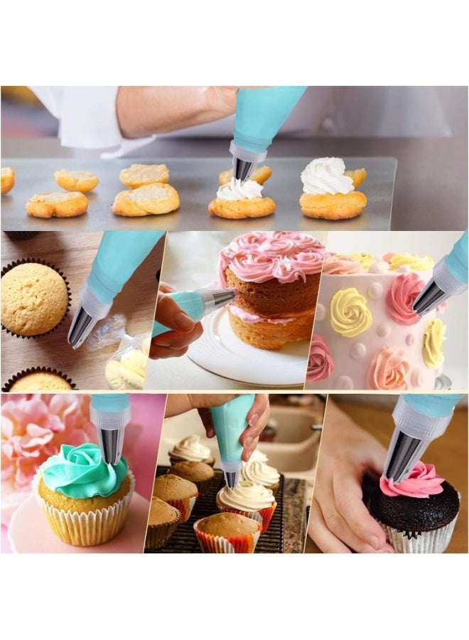 Reusable Piping Bags and Tips Set, Cake Decorating Tools with Icing Pastry Bags, Icing Bags Tips, Couplers and Frosting Bags Ties for Cookie Cupcakes - Image 2