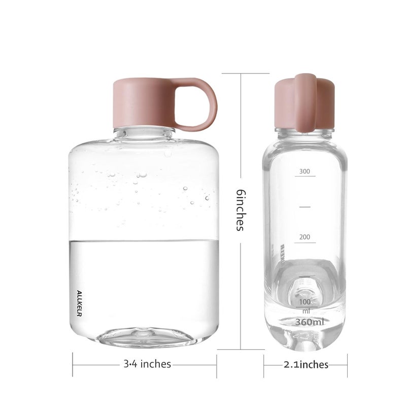 ALLKELR Portable Flat Water Bottle  BPA Free Tritan Plastic Travel Water Bottle for Camping  Fitness  Outdoor Sports  Fits Purse and Pocket (Pink  12.2 oz) - Image 1