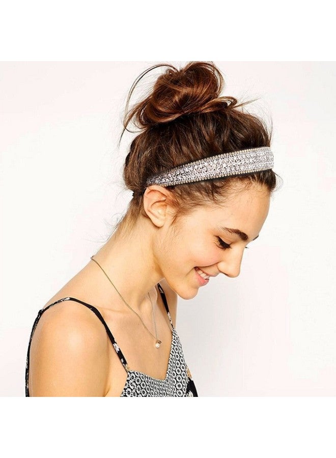 إسكدنيا حجر الراين عقال النساء الفتيات أزياء الفضة عقال بلينغ سباركلي كريستال الماس عقال رقيقة الشعر الفرقة عطلة هدية عيد ميلاد اكسسوارات الشعر القصير للنساء الفتيات (الفضة) - Image 5