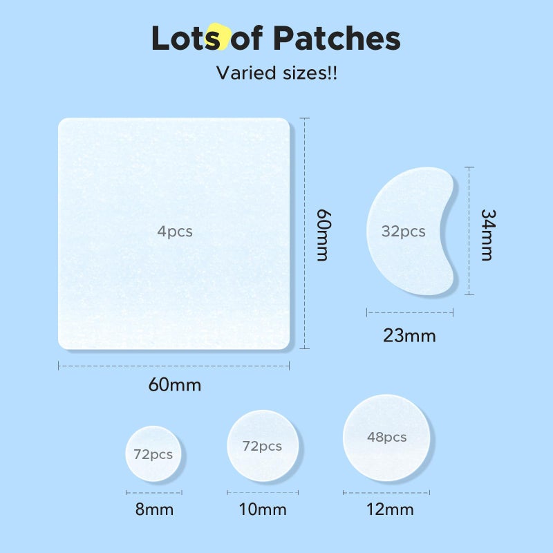 LitBear Pimple Patches for Face, Large Acne Patch, XL Hydrocolloid Bandages,Zit Stickers for Forehead, Chin, Nose, Body, Back, and Chest (5 Sizes, 228 Pimple Patches) - Image 5