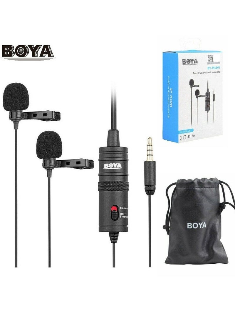 BOYA  BY-M1DM Dual Collar Microphone For Cameras Smartphones Tablets Computers Recorders - Image 2