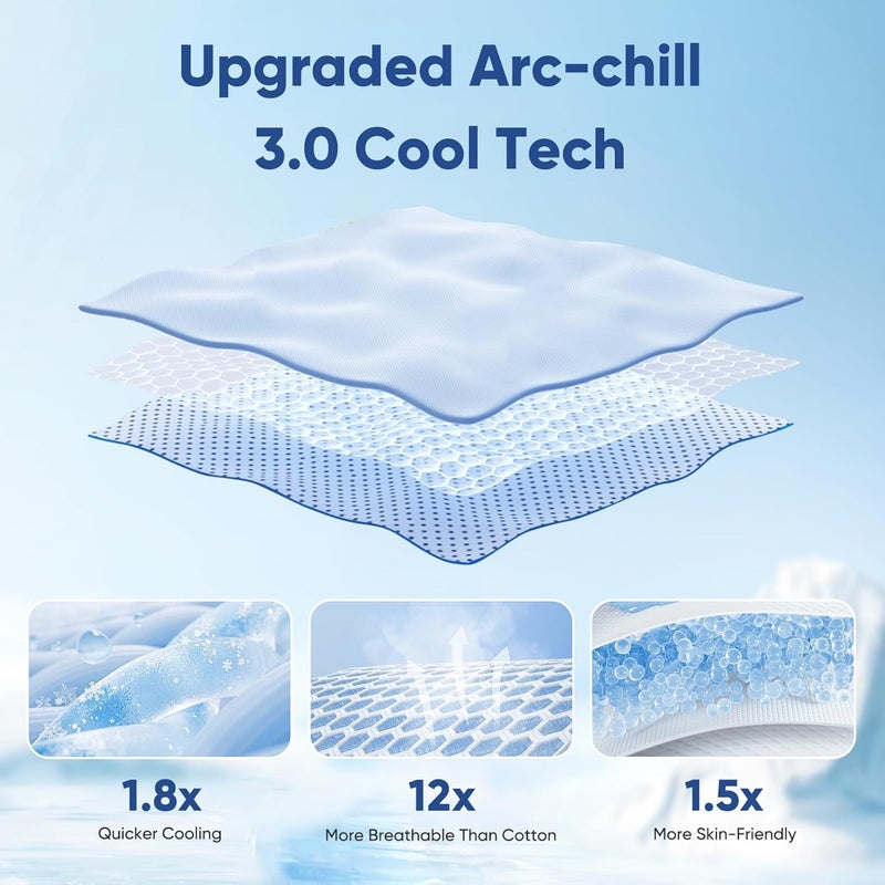 Elegear Cool Summer Blanket - 2 in 1 Design Throw Bed Throw, Anti-Allergy and Breathable With Arc-Chill Cooling Fiber, 150x200cm - Blue - Image 3