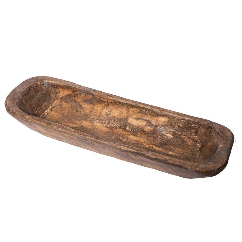 MAINEVENT Decorative Wooden Dough Bowl Decor Approx 20 Inch, Spanish Oak Centerpiece Long Wood Dough Bowl, Made in USA - Image 1