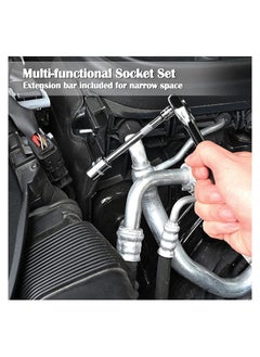 SYOSI 46 Pcs Drive Socket Ratchet Wrench Set with Bit Socket Metric and Extension Bar for Auto Repairing Automobile Motorcycle Hardware Tool Combination Suit Household with Storage Case  - Image 2