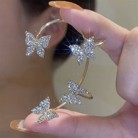 Butterfly Rhinestone Ear Cuffs No Piercing Needed 3#