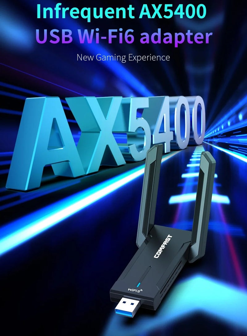 comfast AX5400 Adaptador Wifi 6E Usb 3.0 Adapter 5Ghz/2.4G/6G Antena Wi fi 6 Para 802.11AX PC Ethernet Wireless Network Card Cle Dongle - Image 2