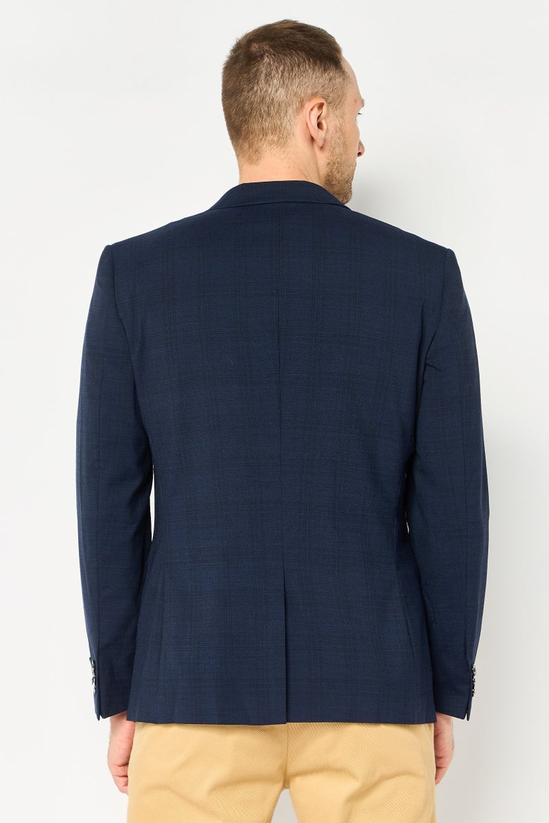 Selected Homme Men Regular Fit Chambray Semi Formal Blazer, Navy - Image 2