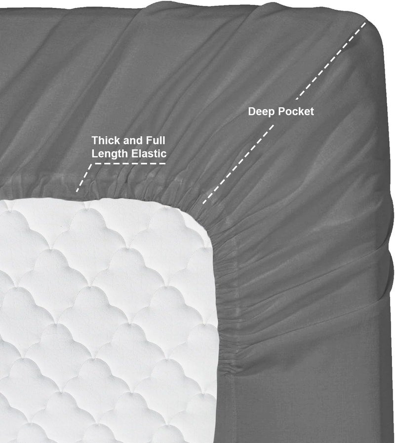 Clara Clark Bed Sheets, Premier 1800 Series 4 Piece Bed Sheet Set, Deep Pocket, Wrinkle, Fade, Stain Resistant, Luxury Soft Bedding Sheets & Pillowcases, California King, Charcoal Gray - Image 3