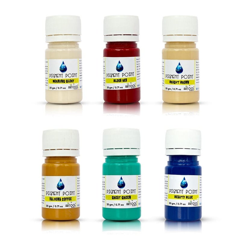 ARTOOL Resin Pigment Epoxy Resin Liquid Colour Art Morning Glory, Dark Red, Bright Brown, Coffee Shade, Great Green, Beauty Blue Non Toxic Suitable for Art and Craft Projects, Set of 6