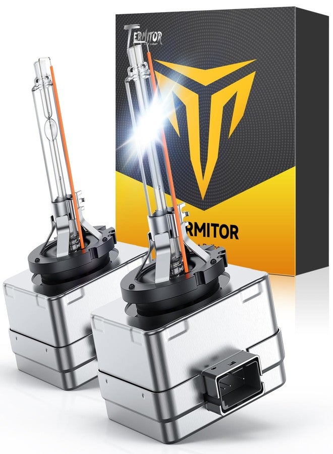 Termitor D1S Xenon HID Headlights Bulbs, 400% Enhanced Brightness, 6000K Cool White High/Low Beam, Replacement 66144 66140 85140 85415, IP68 with Metal Base, Plug and Play, Pack of 2 - Image 1