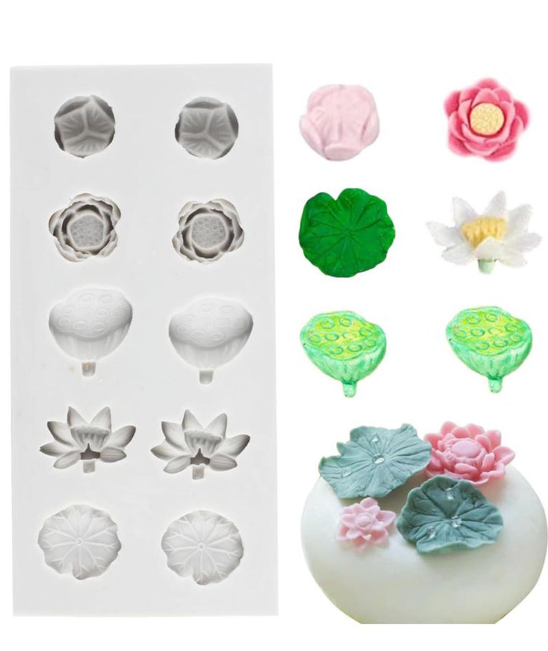 Zbdroxygen Candle Mould Silicone, Premium Silicone Mould for Candle Making for DIY Crafts, Cake Decoration, Home Decor, Gift Making, White Lotus Leaf Design - Image 1