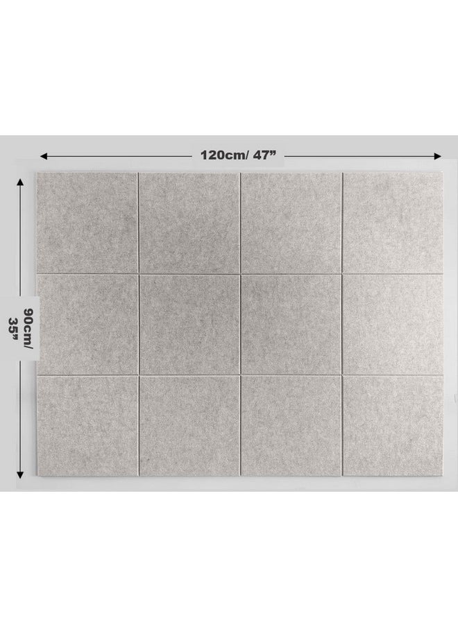 DECORITA - Large Cork Board Alternative 47X35 12 Pack Felt Wall Tiles With Safe Removable Adhesive Tabs Cork Boards For Walls Pin Board Tack Board Cork Board 48 X 36 For Home Office Latte - Image 1